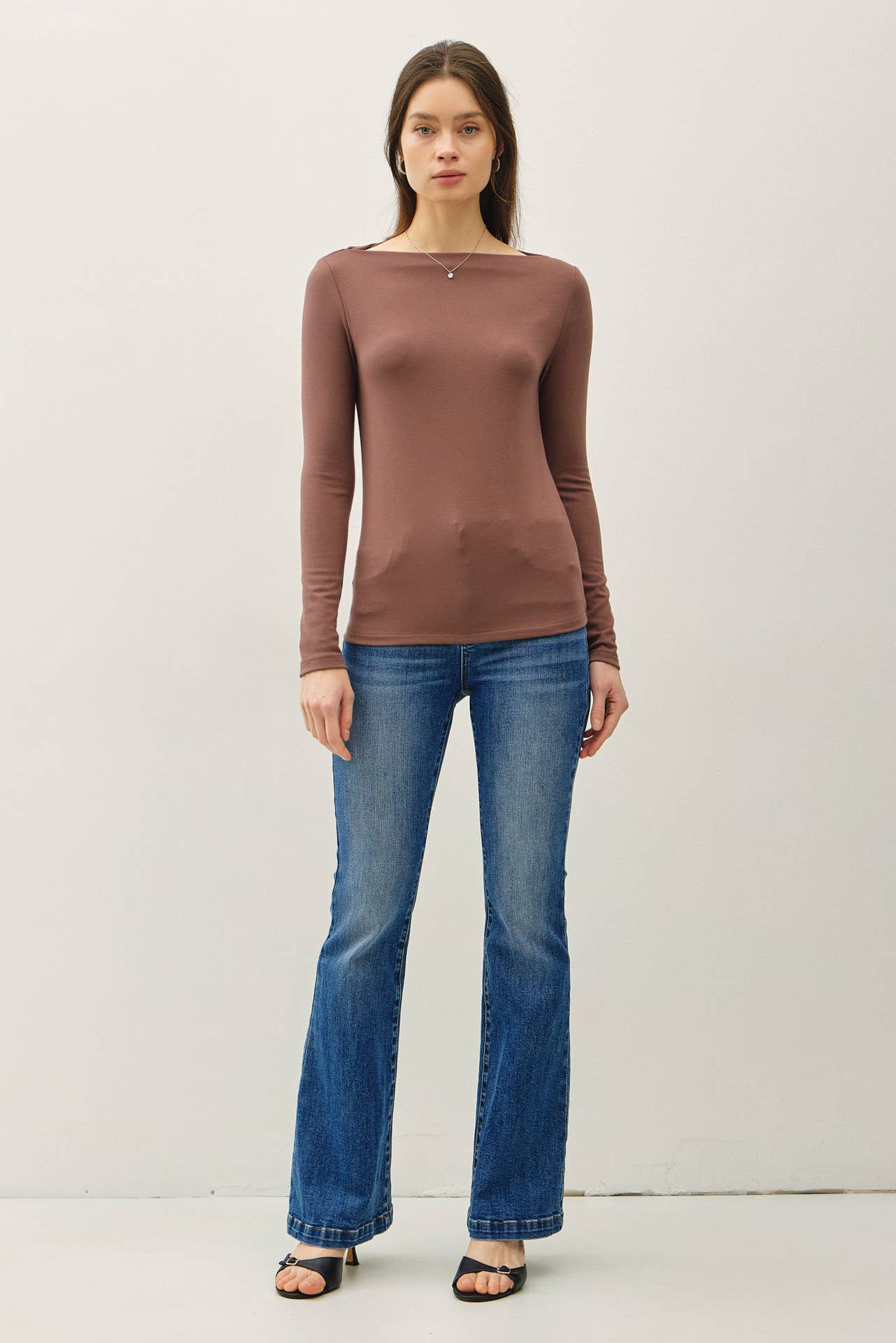 Basic Boat Neck Long Sleeved Top