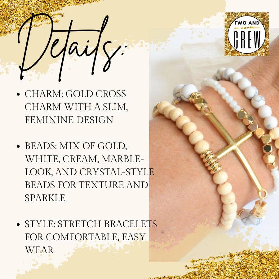 Gold Cross Bracelet Set