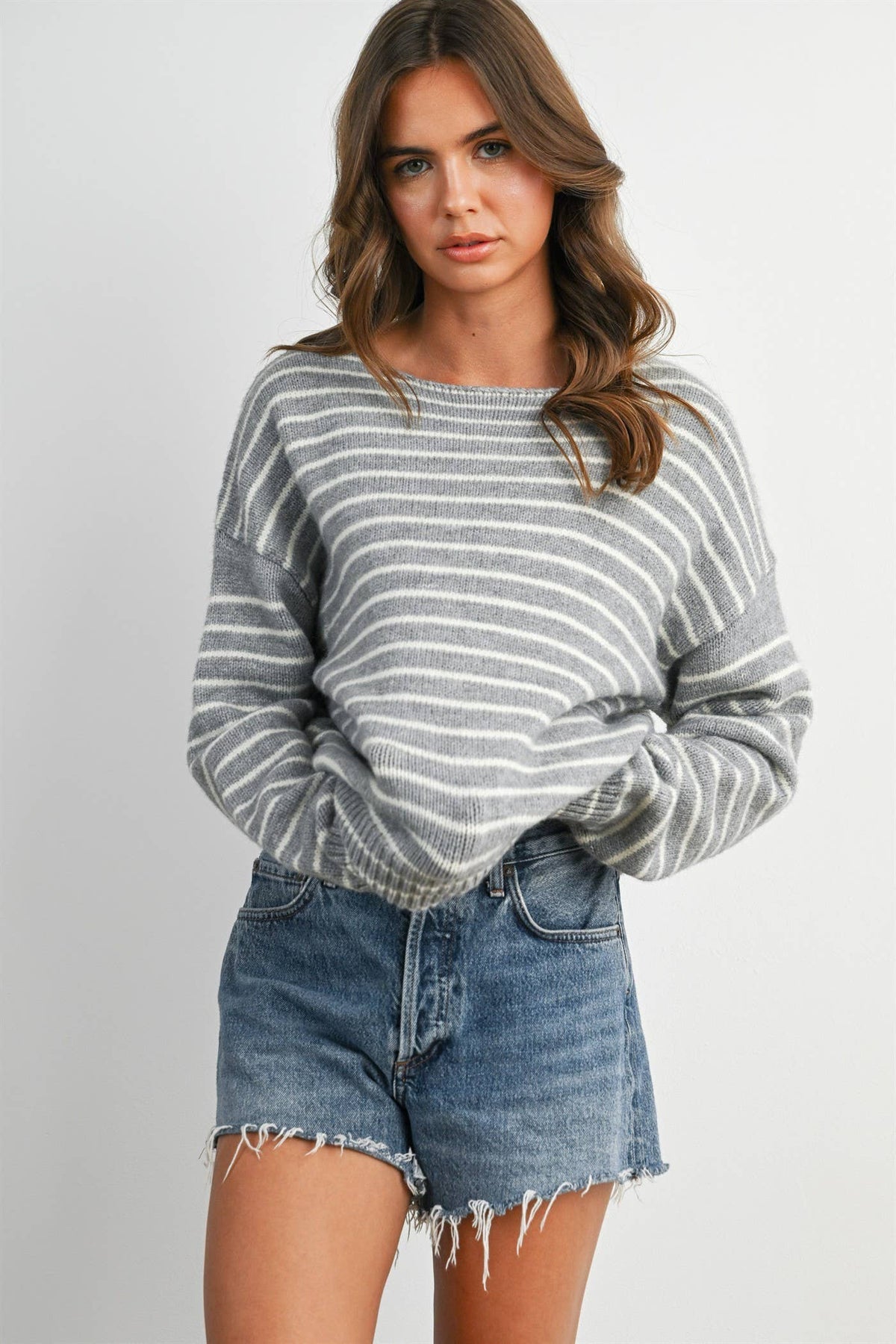Cloud Stripe Crewneck Gray