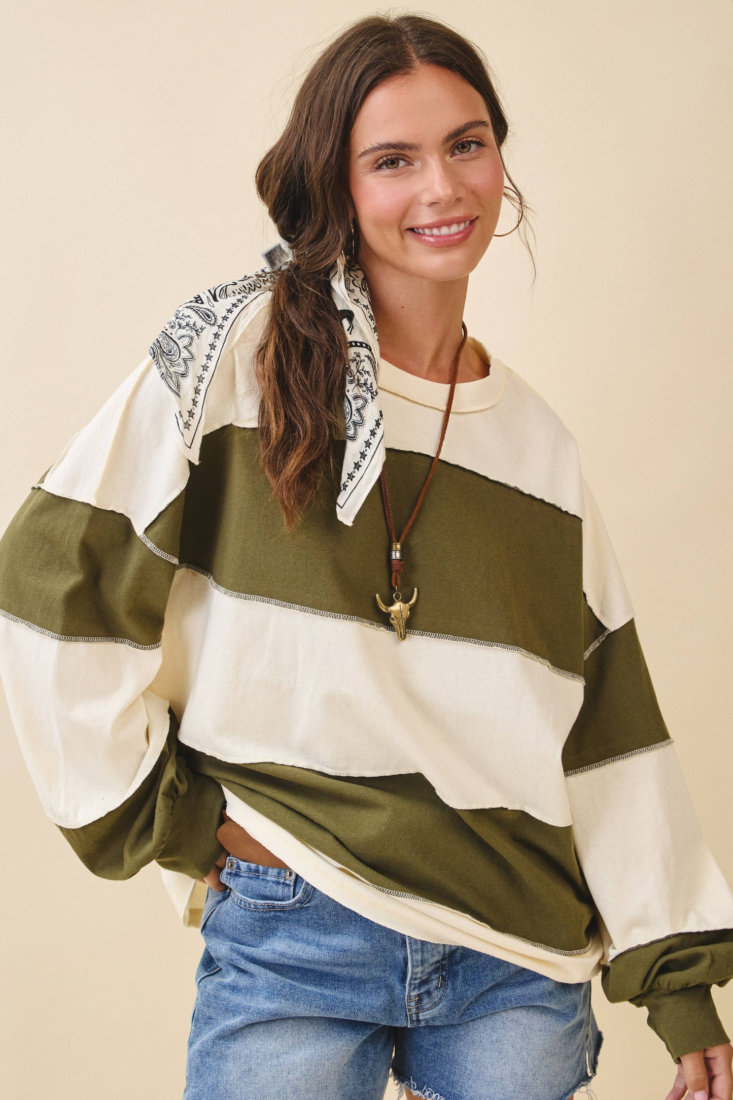 Oversized Color Block Pullover