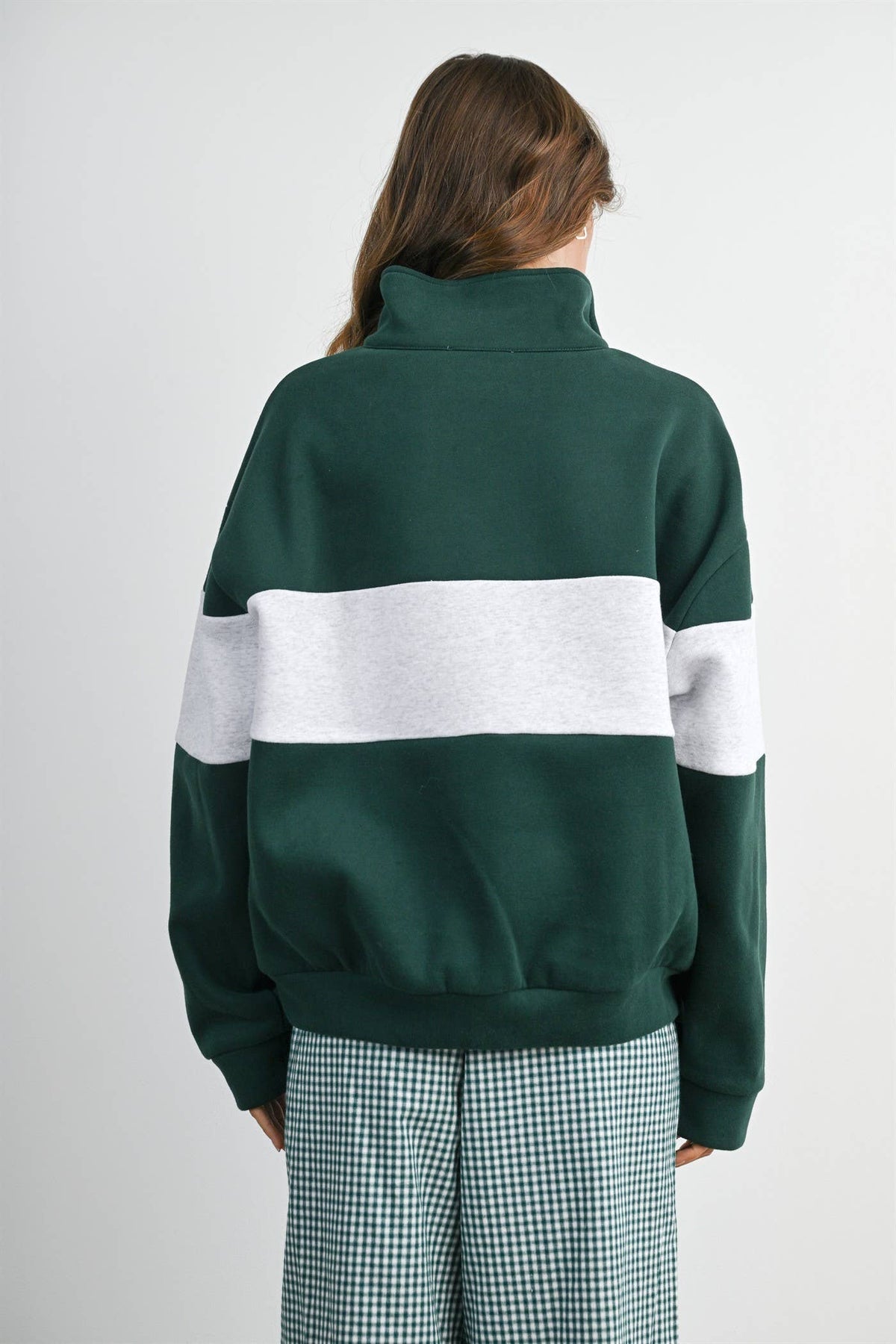 Colorblock Quarter-Zip Sweatshirt Green
