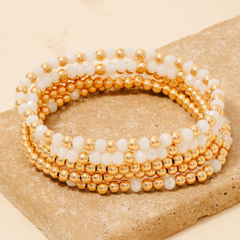 Metallic And Faceted Beaded Bracelet Set