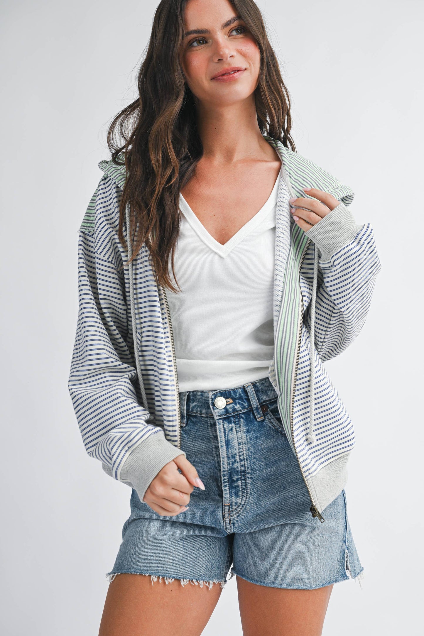Striped Zip Hoodie