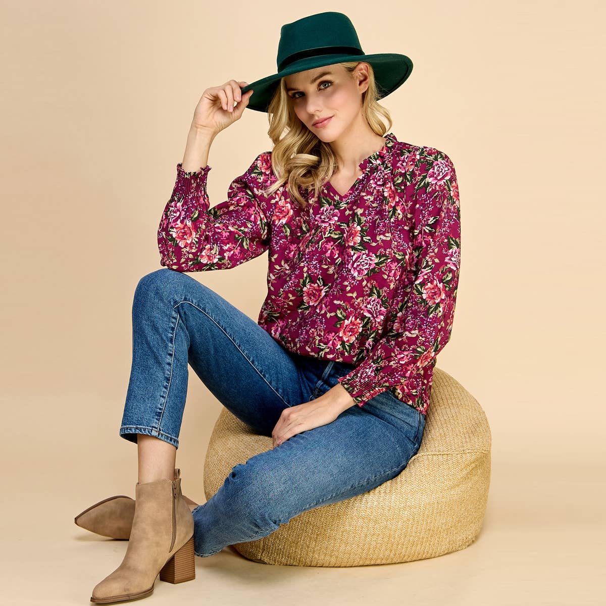 Ruffled Floral Printed Top