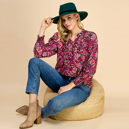 Ruffled Floral Printed Top