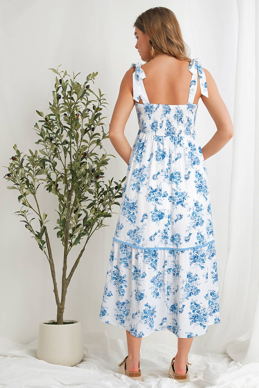 Blue Floral Print Sundress