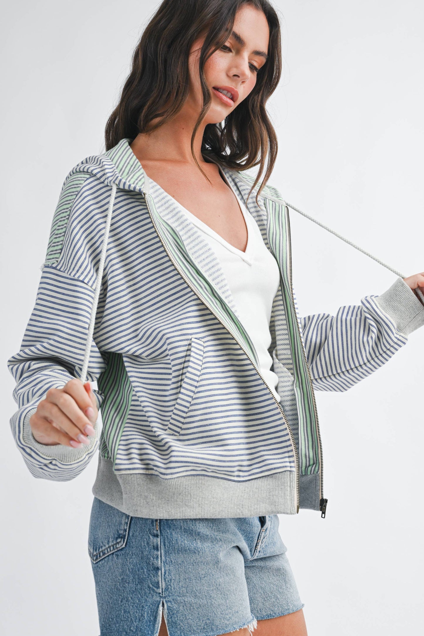 Striped Zip Hoodie