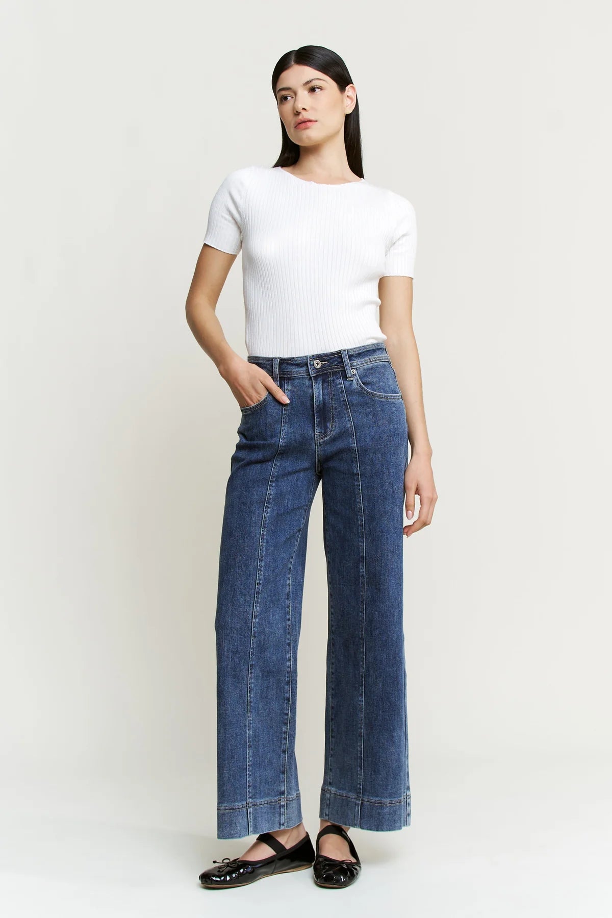 MICA Denim Front Seam Wide Leg