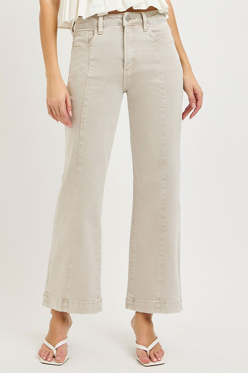 Risen High Rise Crop Almond Jeans