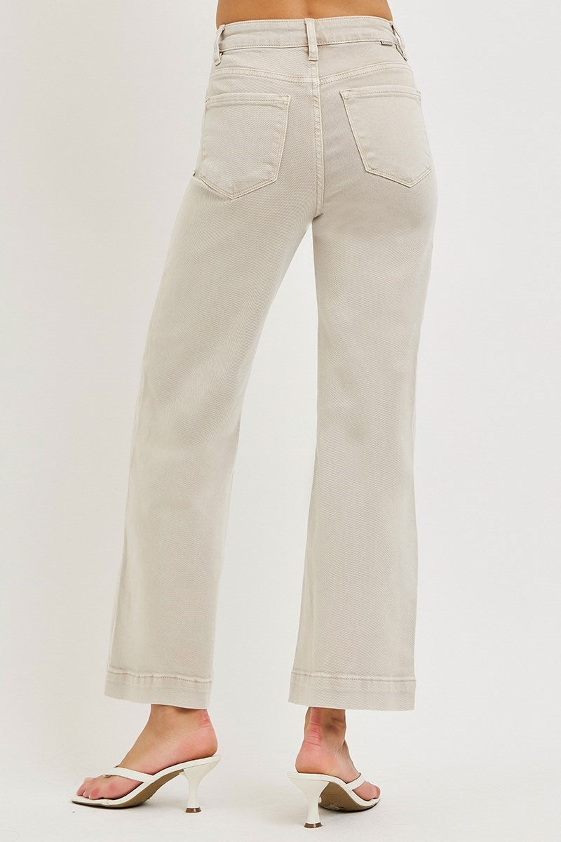 Risen High Rise Crop Almond Jeans