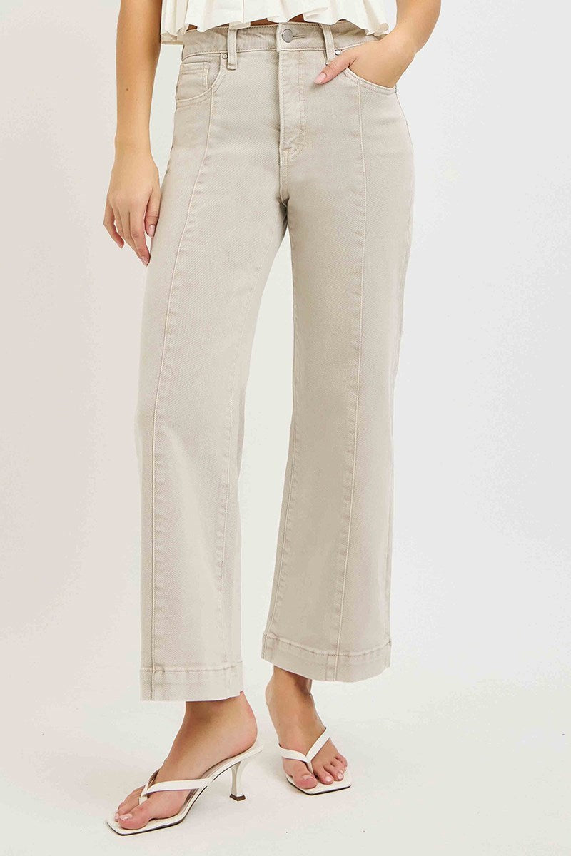 Risen High Rise Crop Almond Jeans