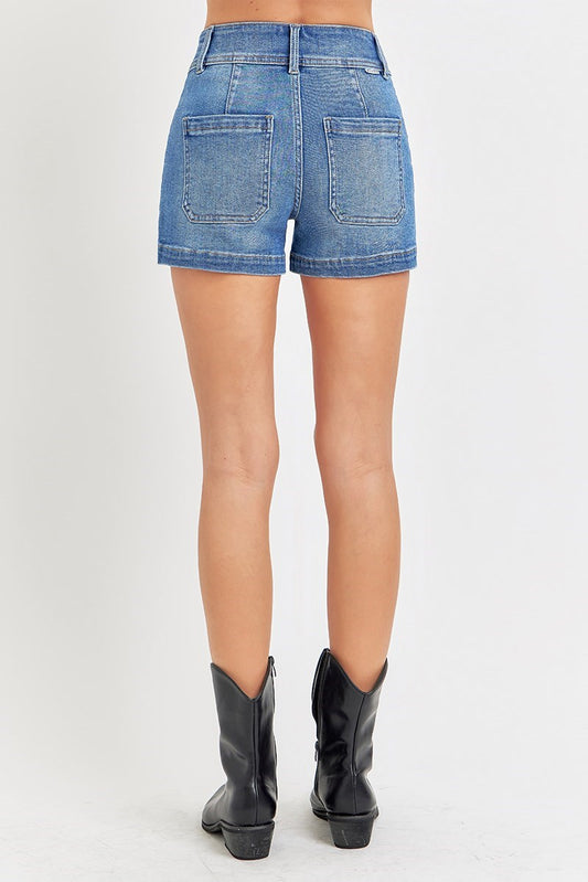 Risen Jean Shorts in Medium Wash