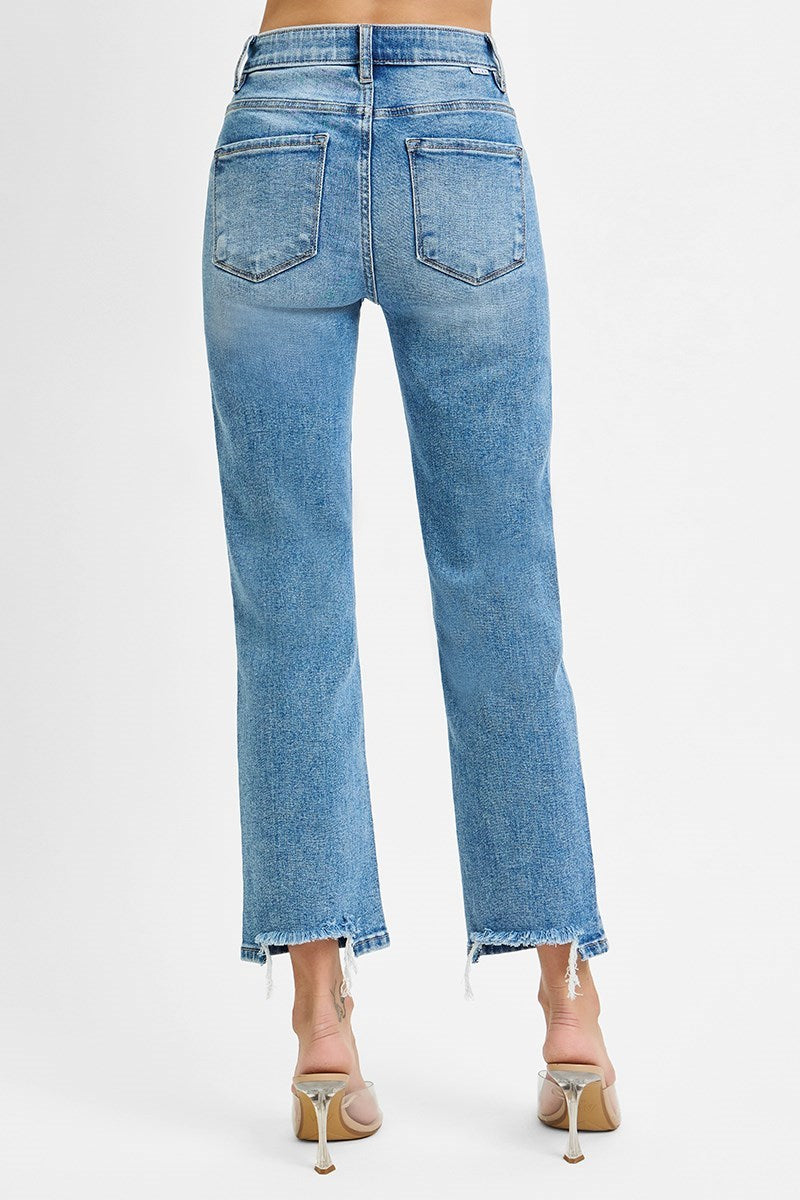 Risen High Rise Crop Straight Jeans