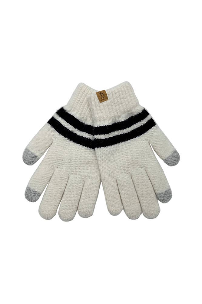 Super Soft Striped Knit Touch Gloves