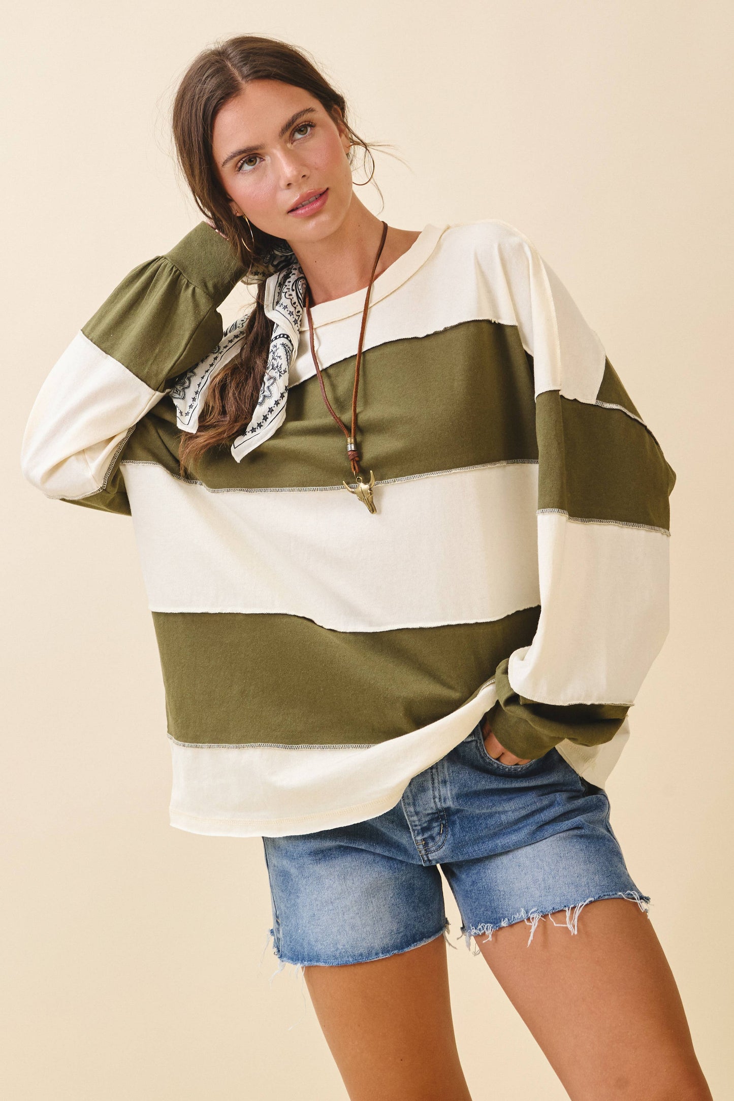 Oversized Color Block Pullover