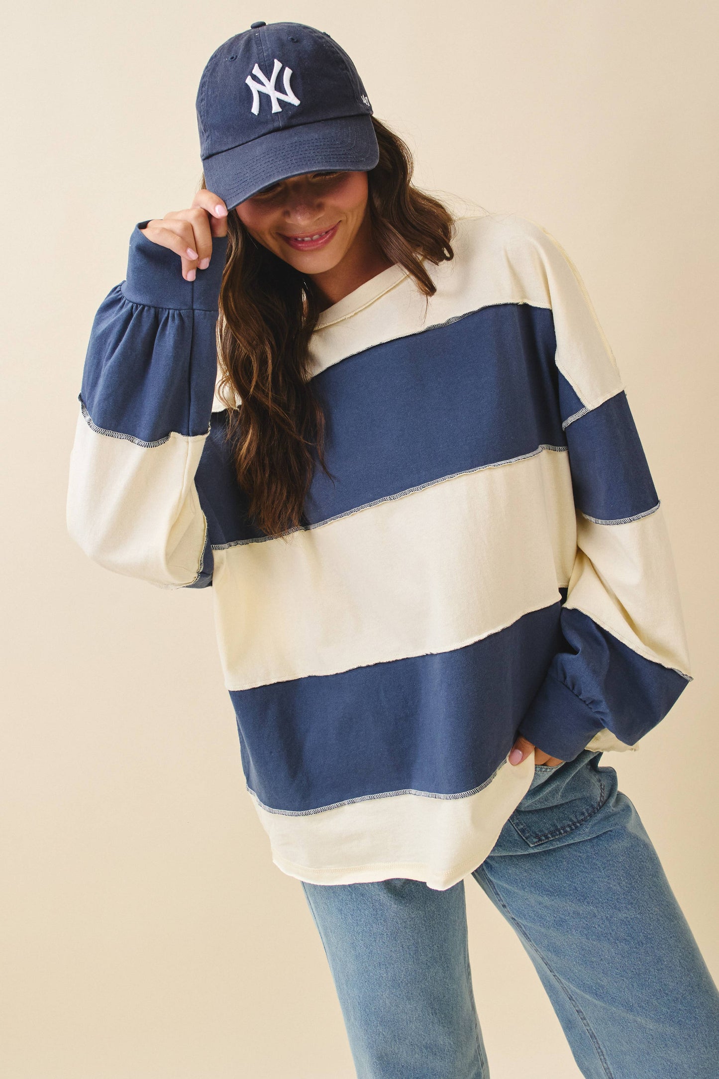 Oversized Color Block Pullover