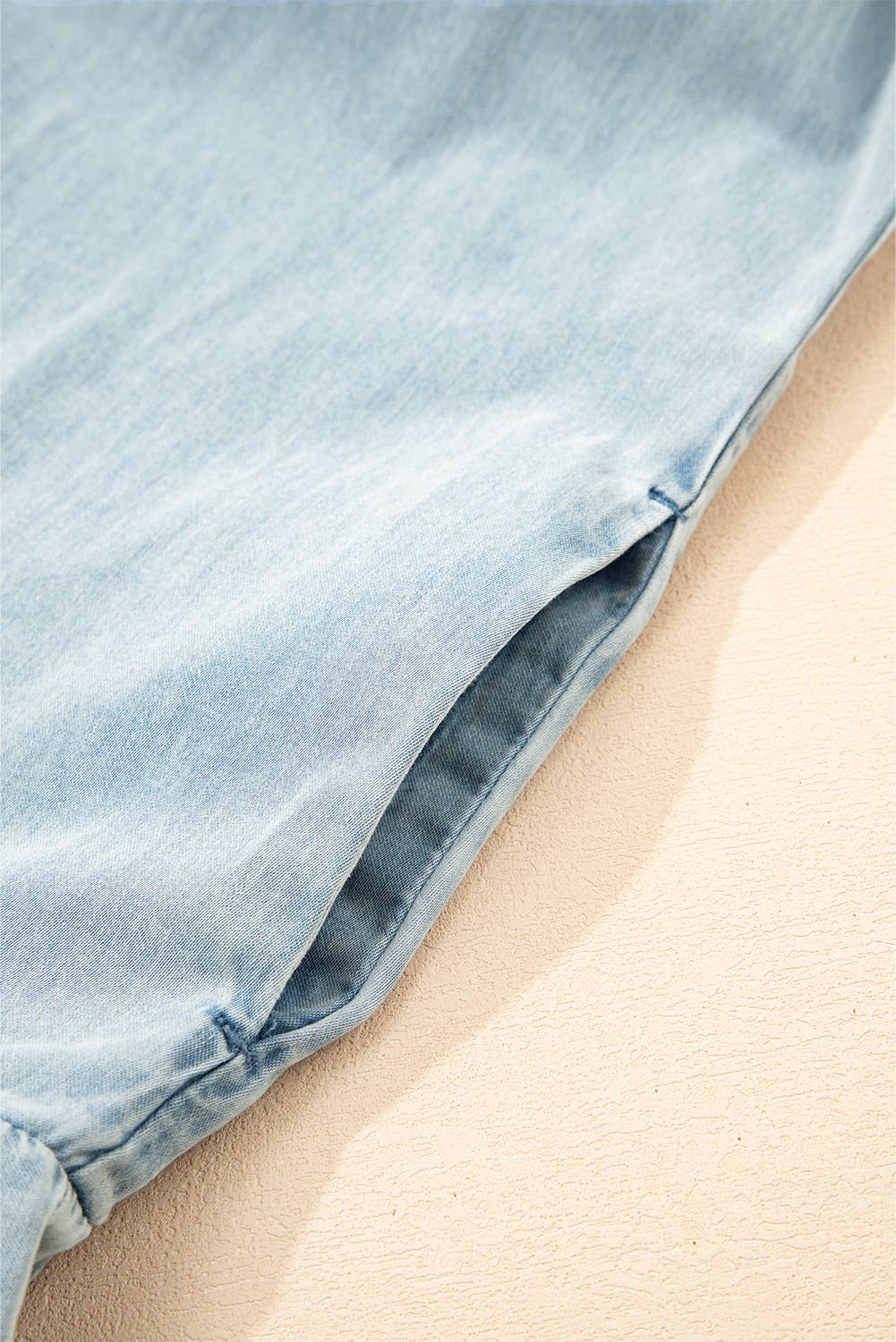 Bowknot Neck Sleeveless Ruffled Chambray Dress