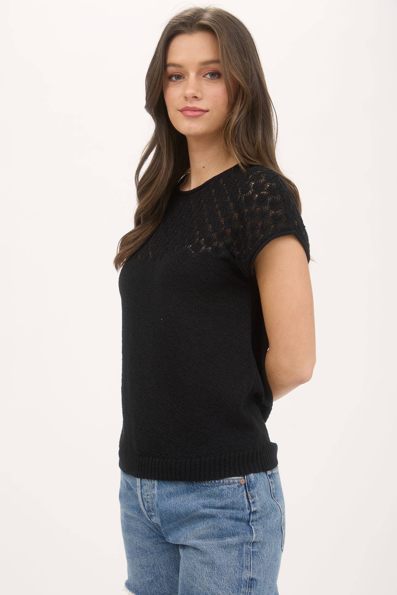 Eyelet Sweater Knit Top