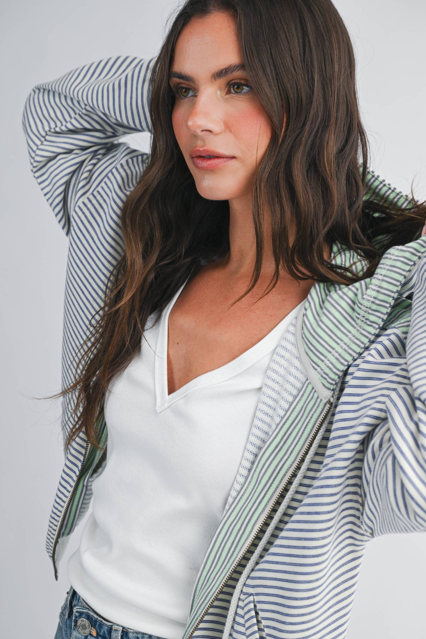 Striped Zip Hoodie