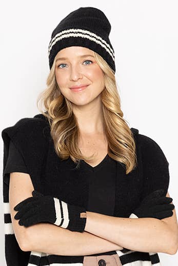 Super Soft Striped Knit Touch Gloves