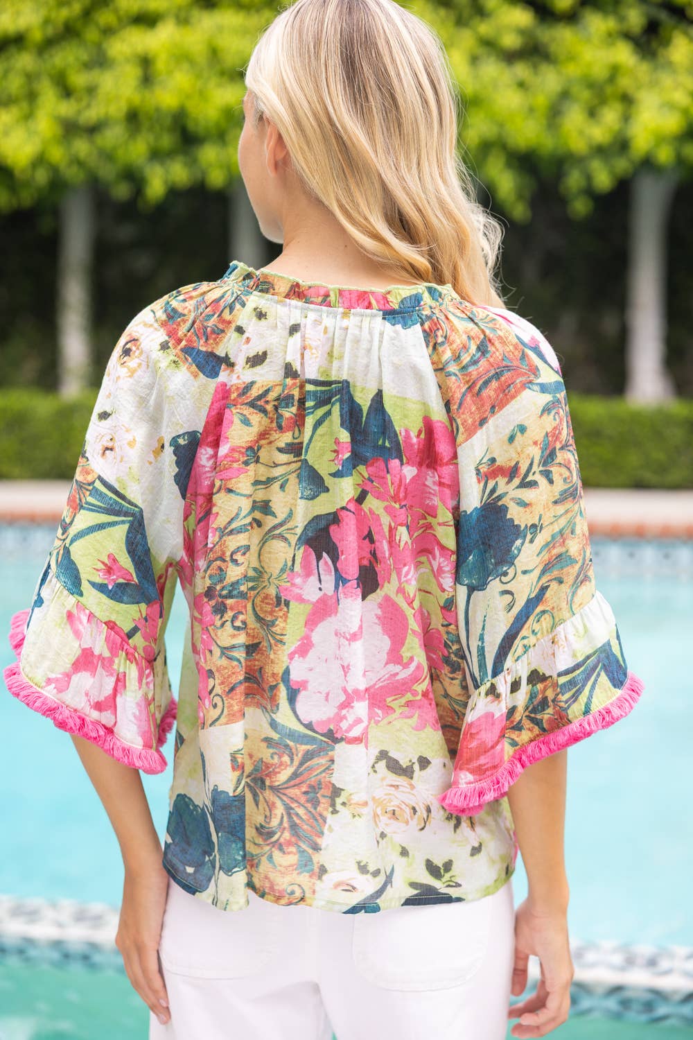 Wide Sleeve Floral Top