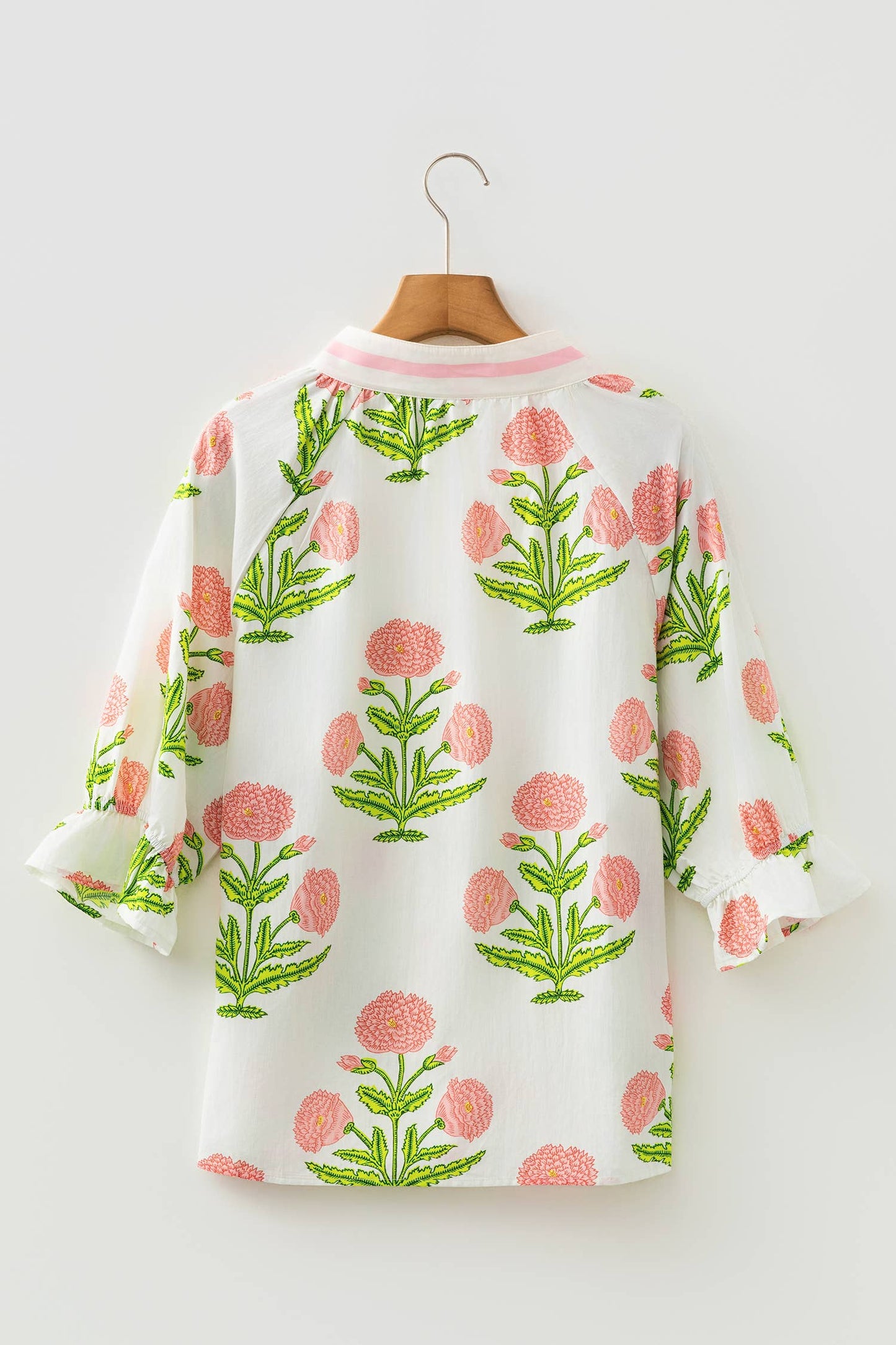 Wild Flor Print V Neck Blouse
