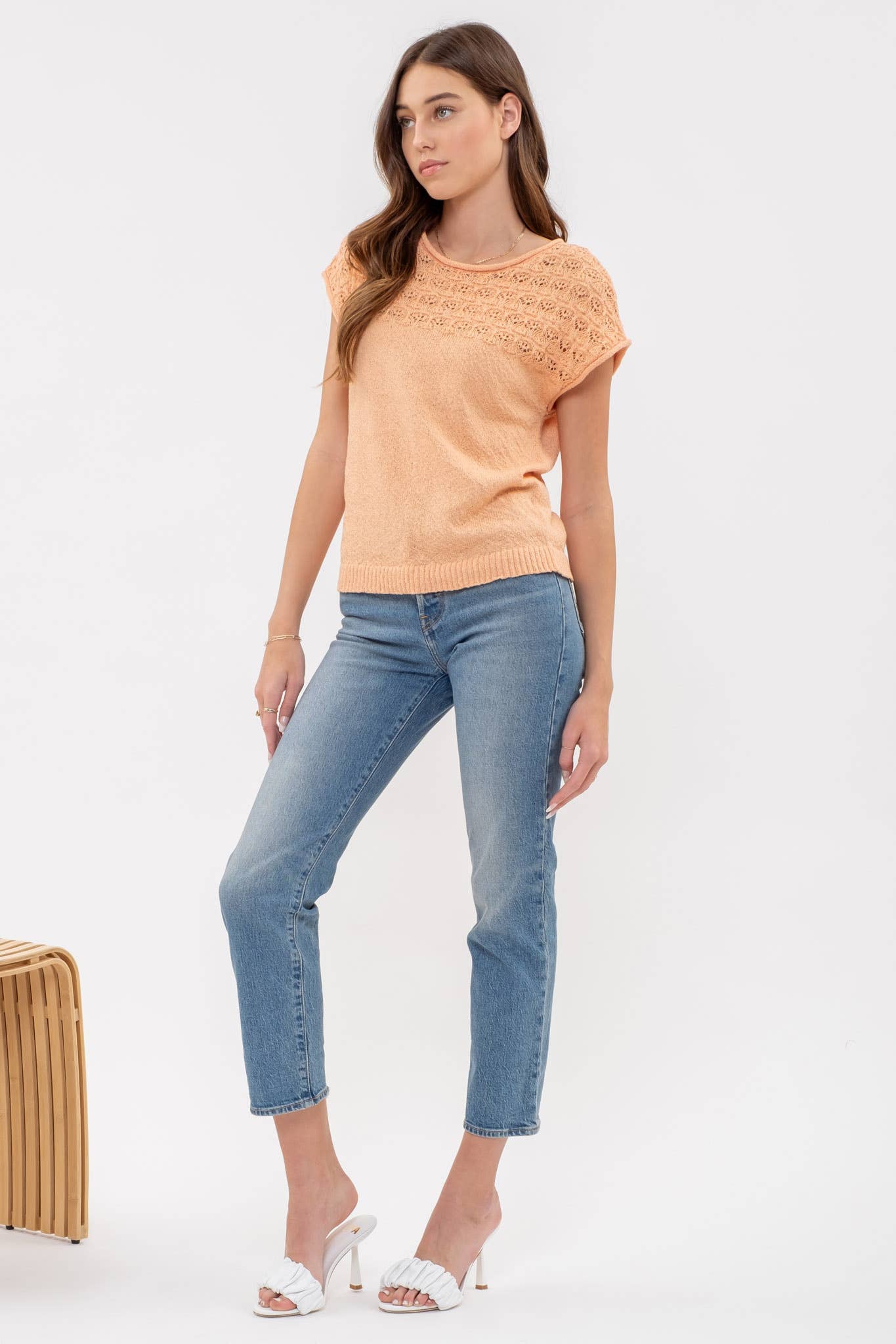 Eyelet Sweater Knit Top