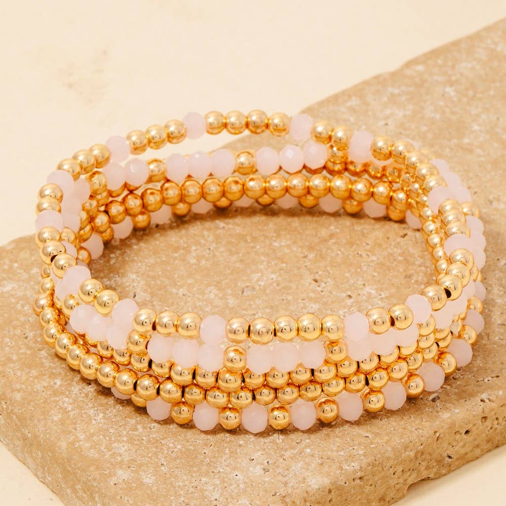 Metallic And Faceted Beaded Bracelet Set