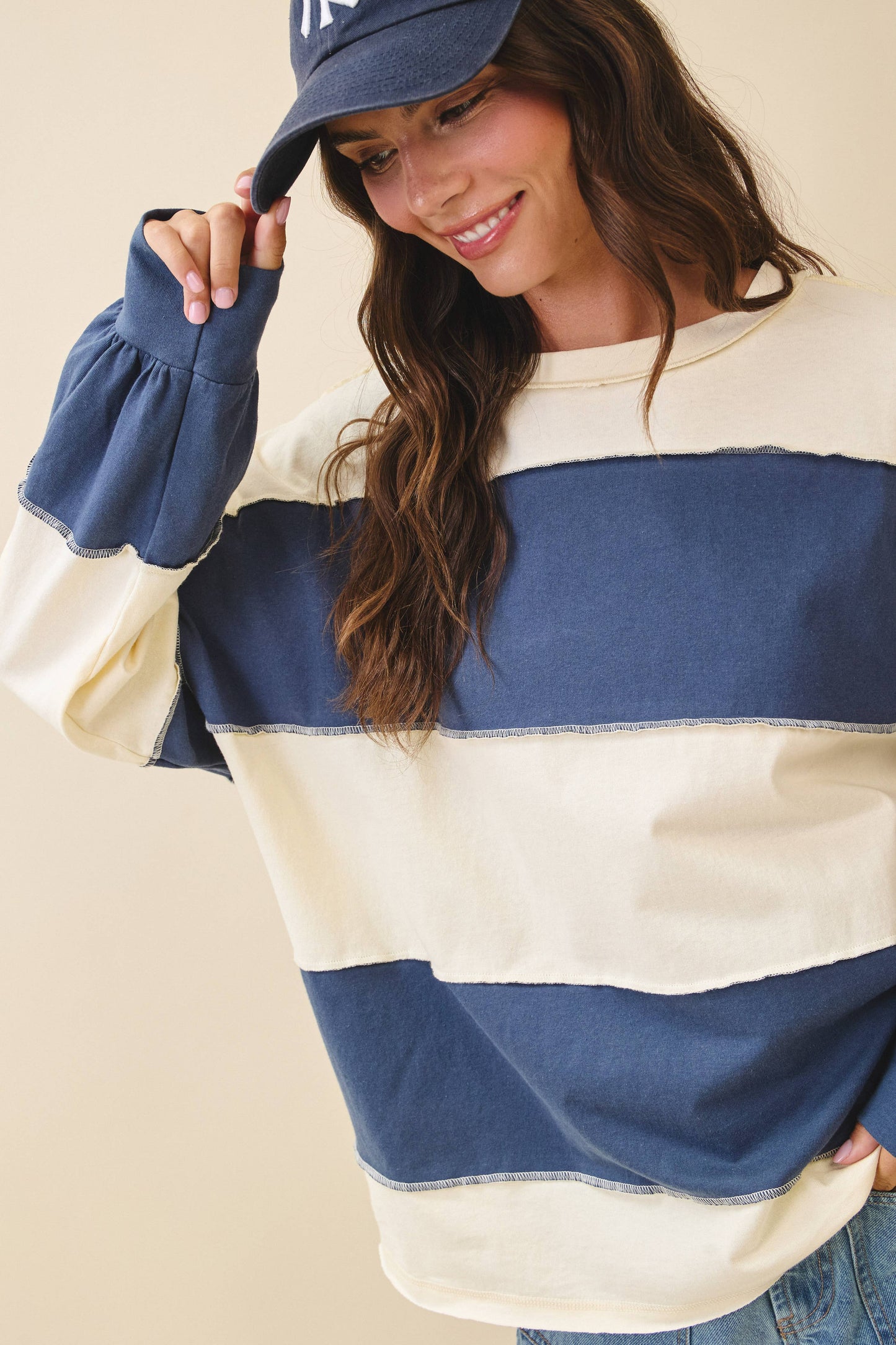 Oversized Color Block Pullover