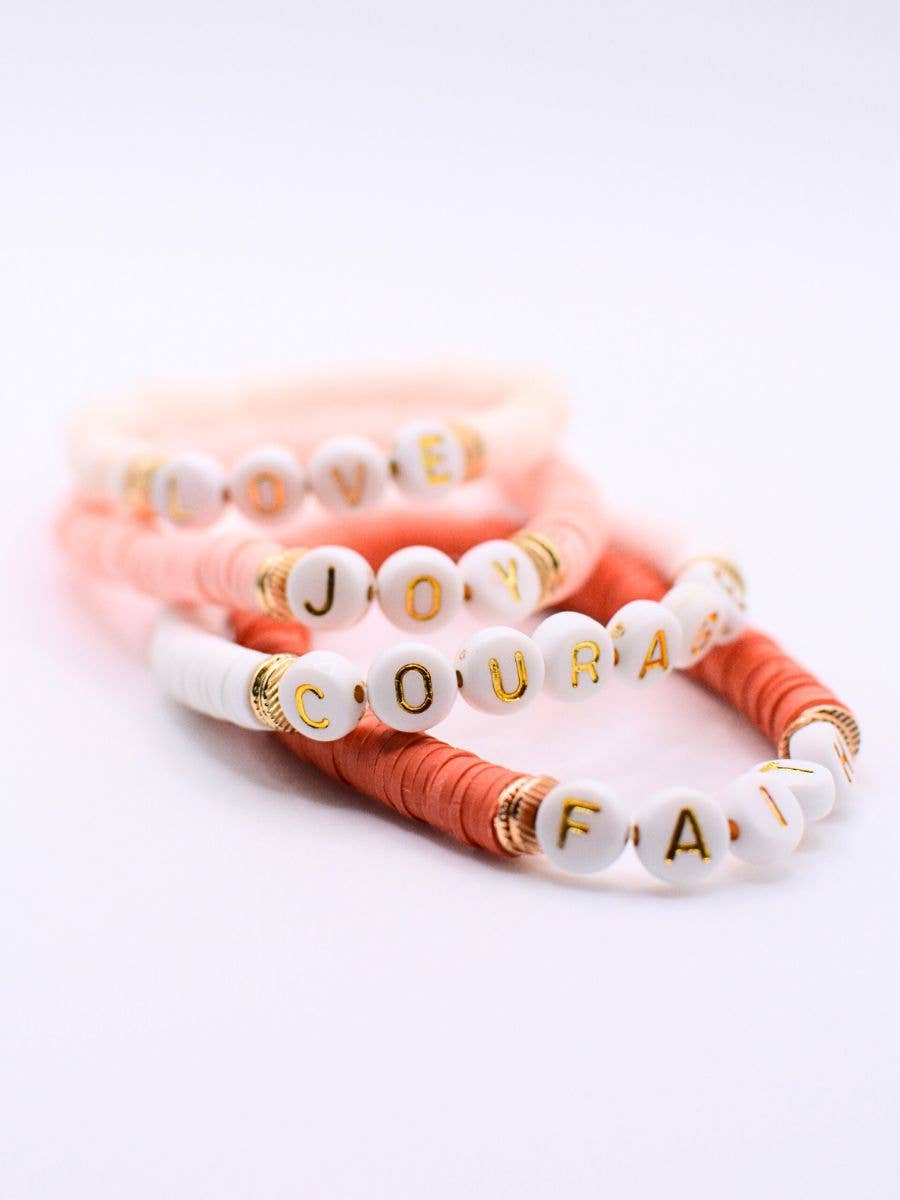 Inspirational Word Bracelet – Courage, Faith jewelry, Joy