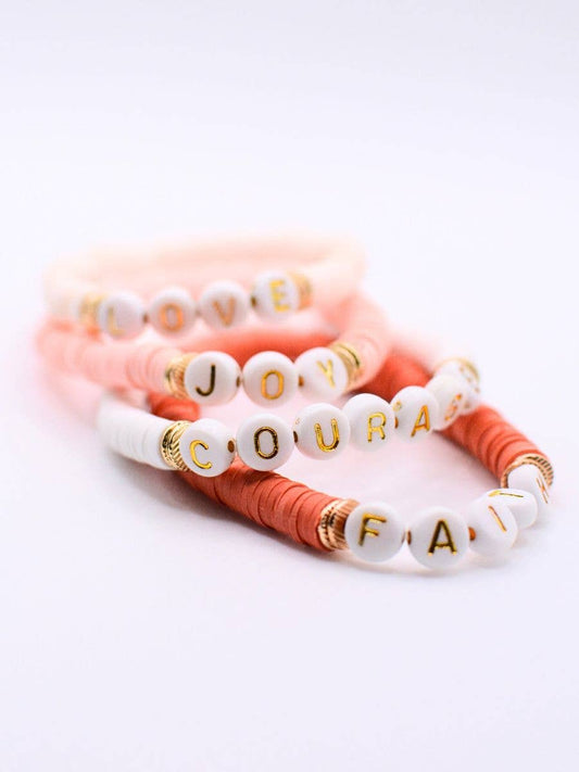 Inspirational Word Bracelet – Courage, Faith jewelry, Joy