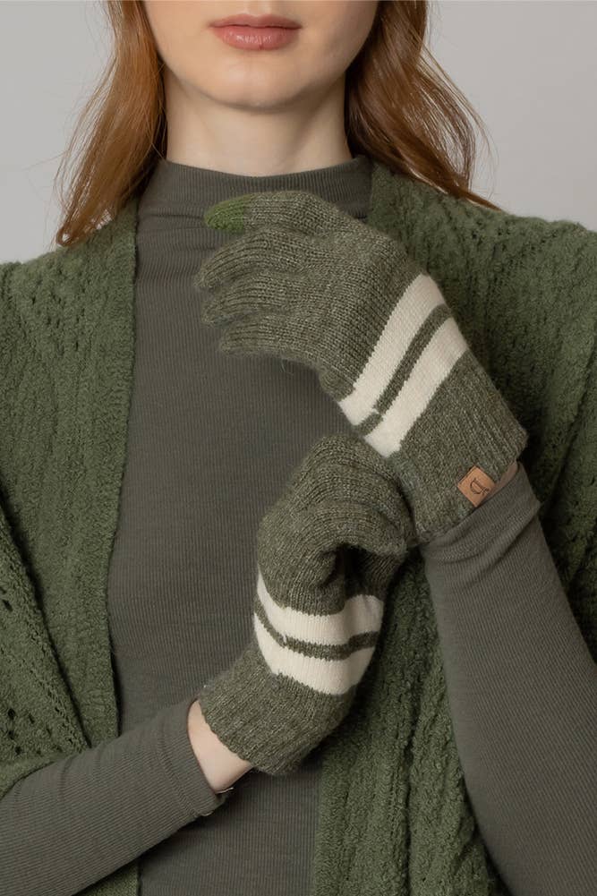 Super Soft Striped Knit Touch Gloves