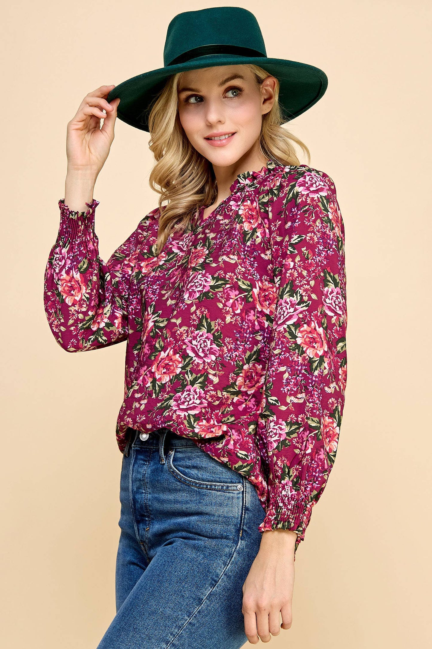 Ruffled Floral Printed Top