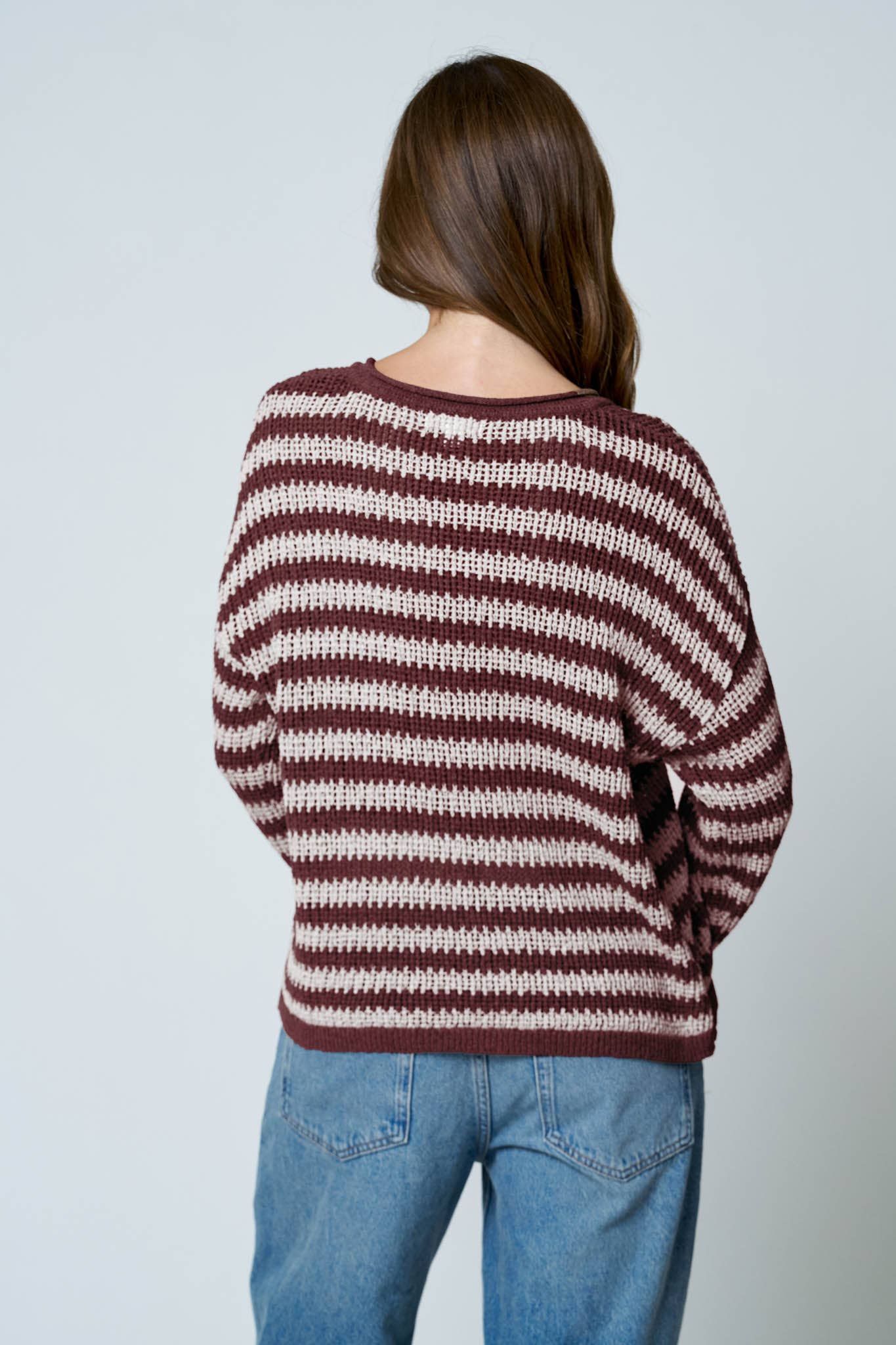 Stripe Raw Edge Sweater