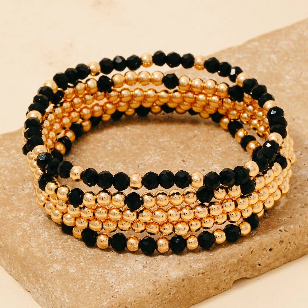 Metallic And Faceted Beaded Bracelet Set