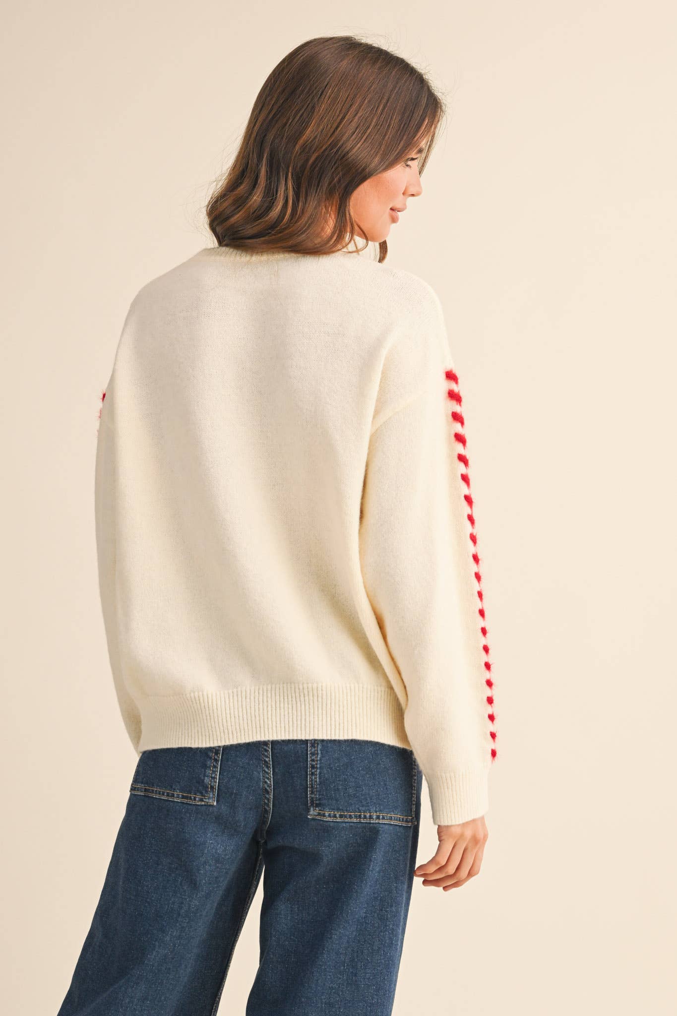 Fuzzy Heart Knit Sweater