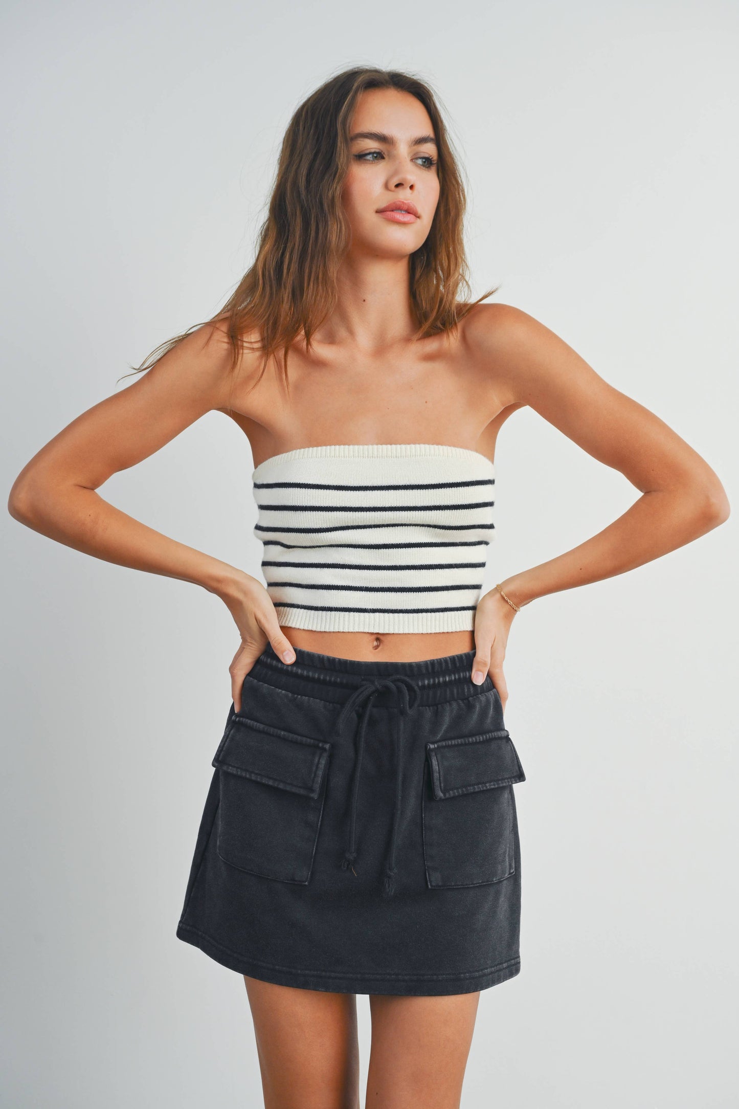 Striped Tube Top Sweater