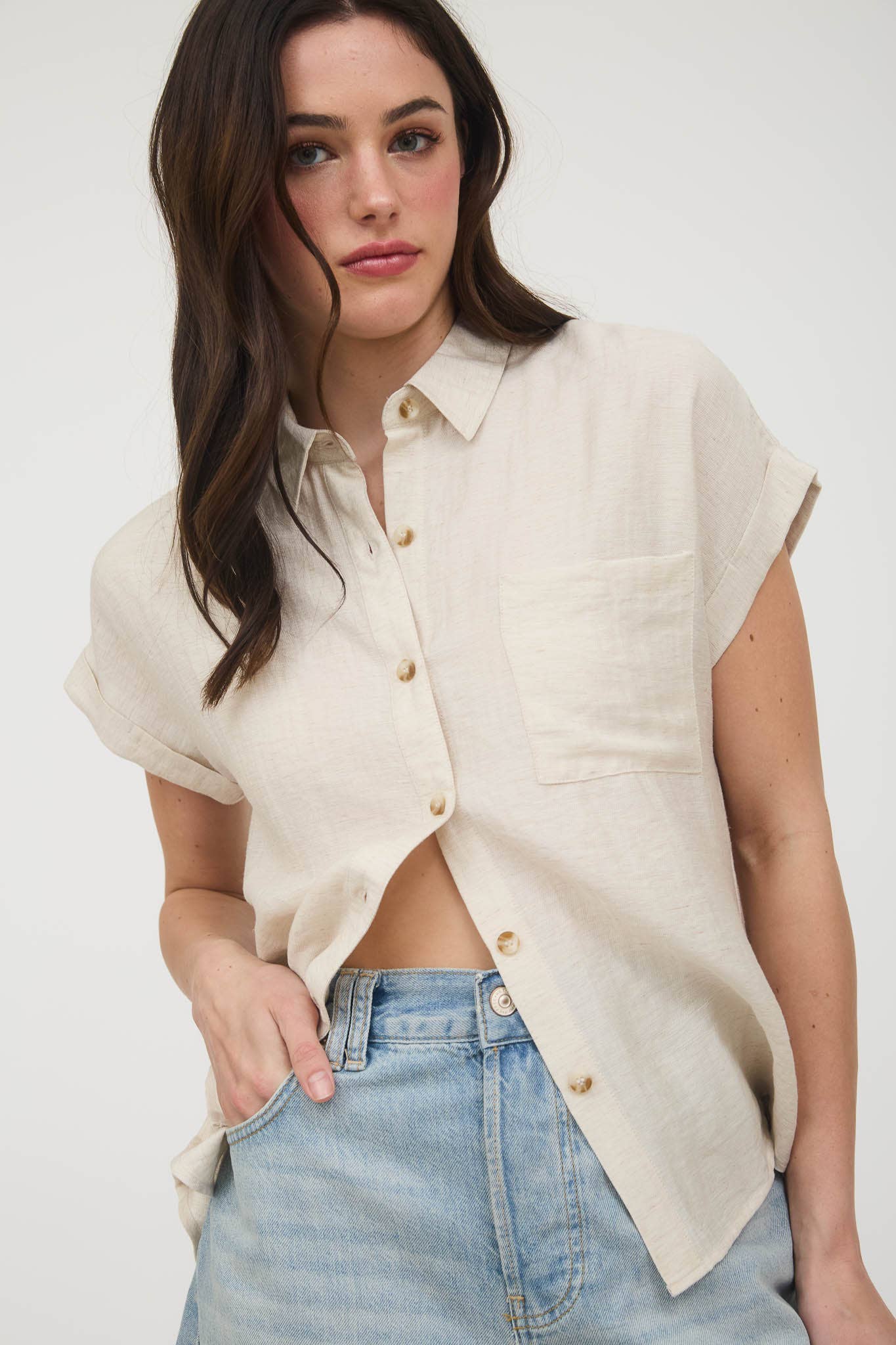 Collared Cuff Sleeve - Beige