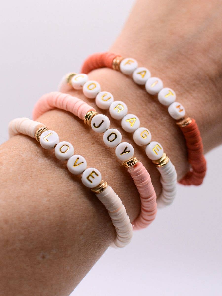 Inspirational Word Bracelet – Courage, Faith jewelry, Joy