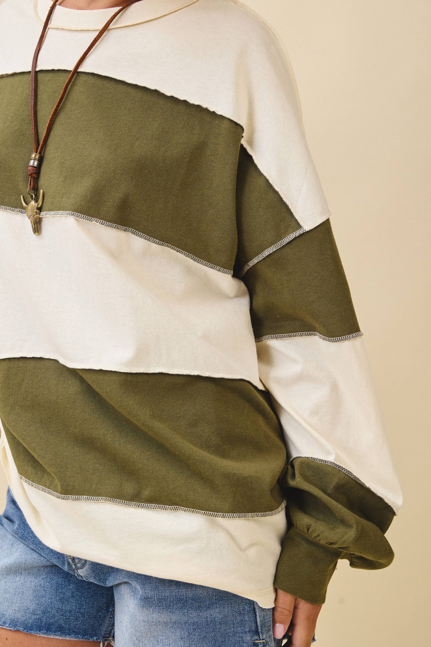 Oversized Color Block Pullover