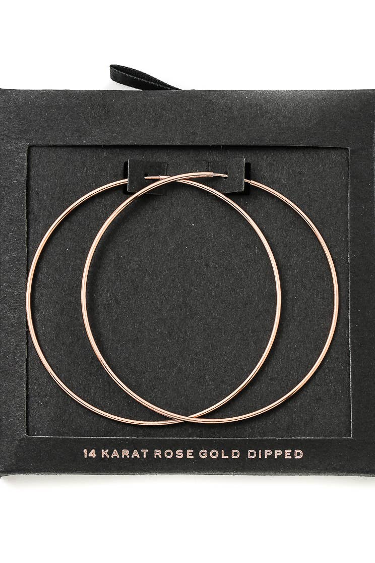 Gold Dipped Skinny 60Mm Hoop Earrings