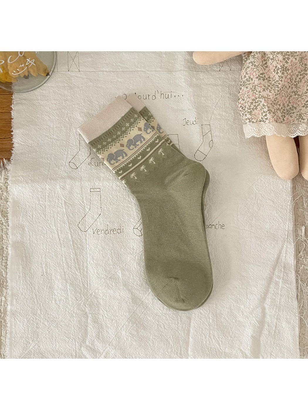 Animal Pattern Cute Pattern Mid-Calf Socks