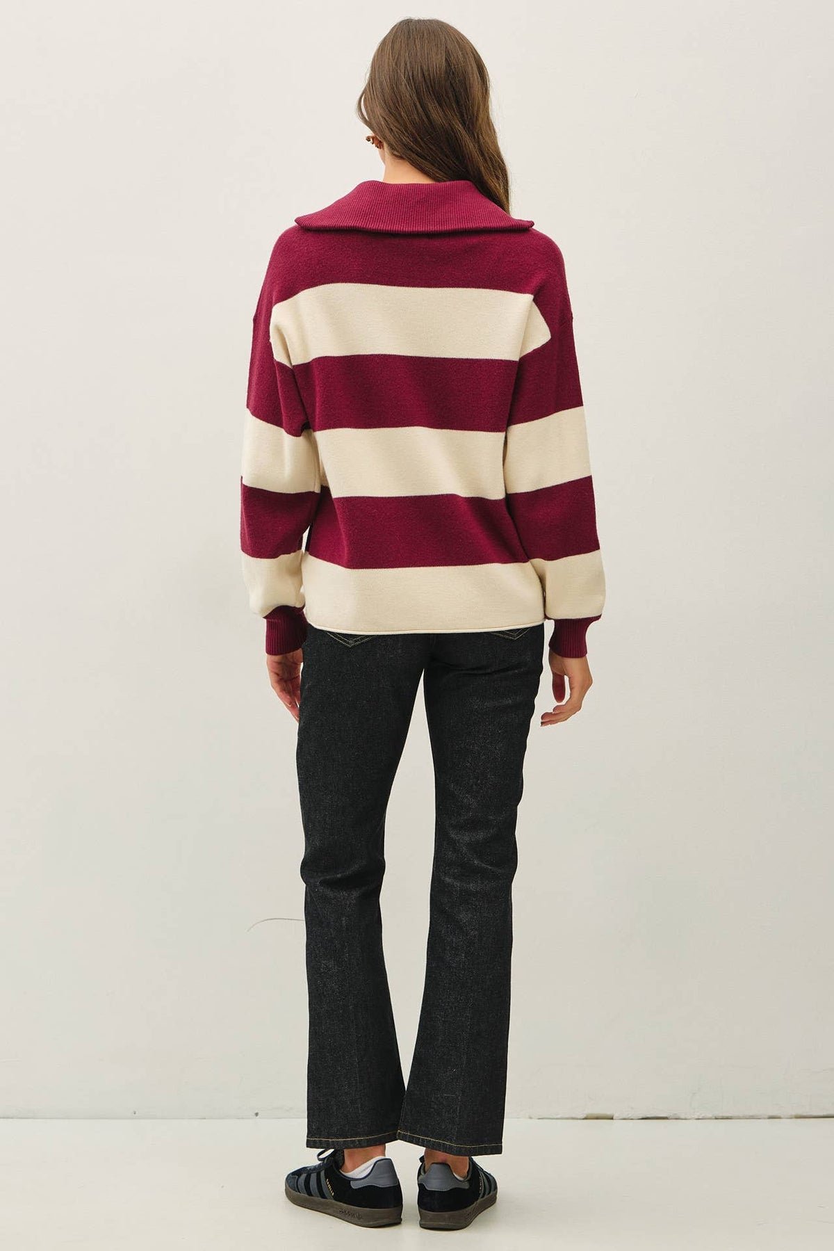 Rugby Striped Quarter Zip Sweater