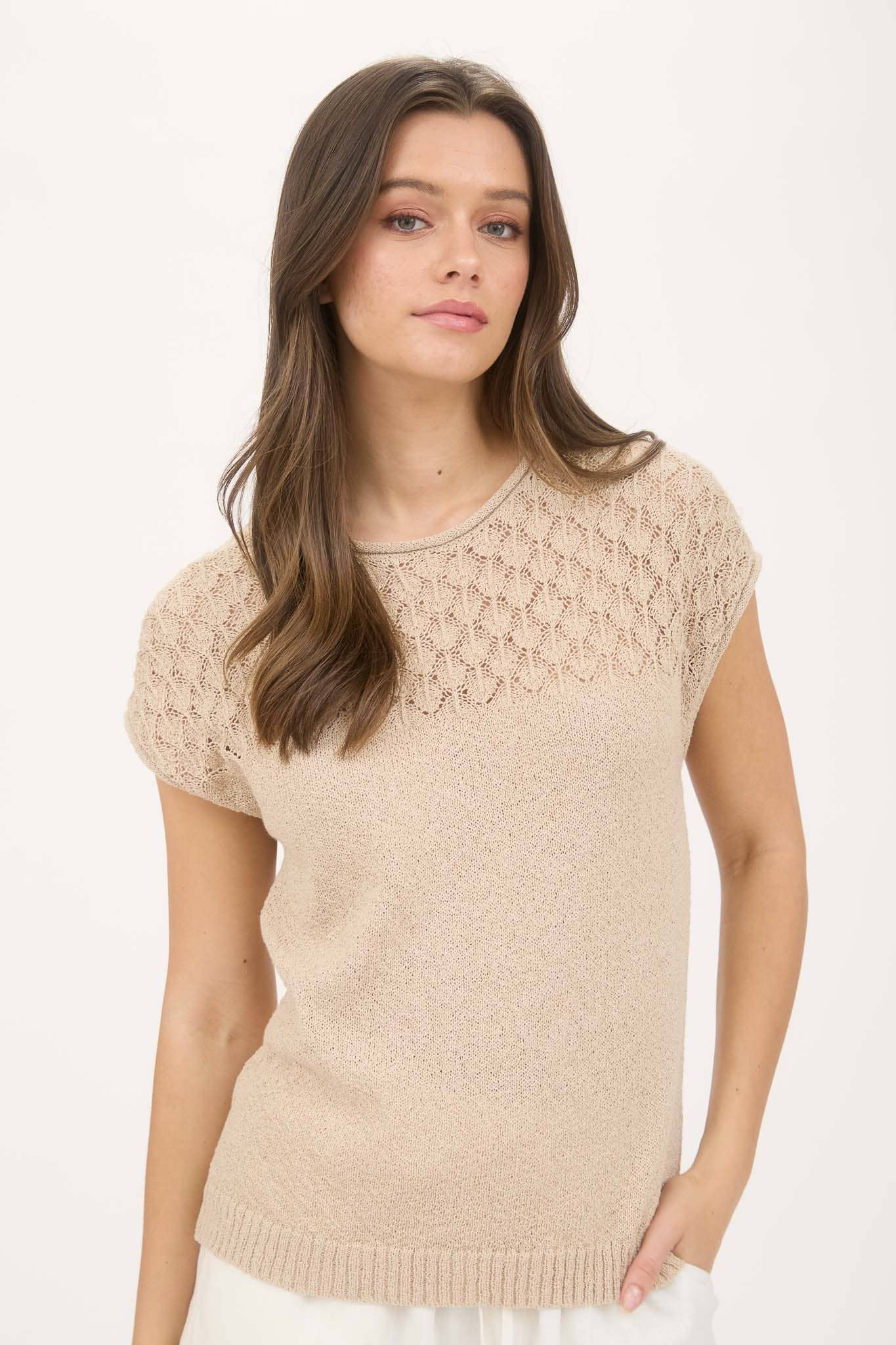 Eyelet Sweater Knit Top