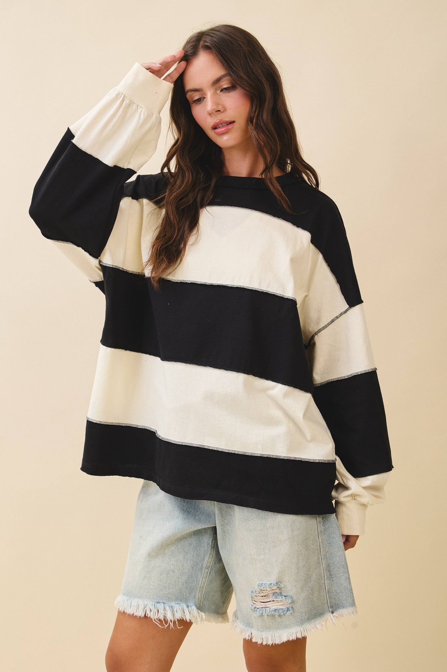 Oversized Color Block Pullover