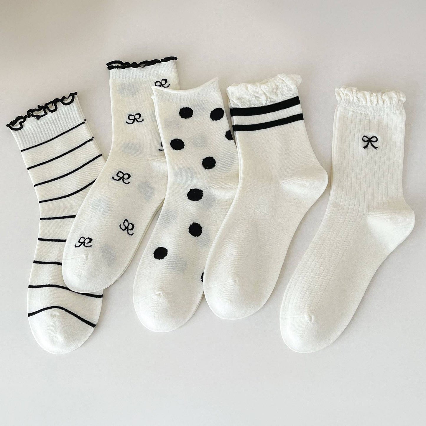 Cute Dots, Stripes, Bow Crew Socks