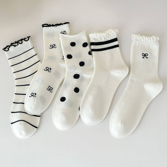 Cute Dots, Stripes, Bow Crew Socks