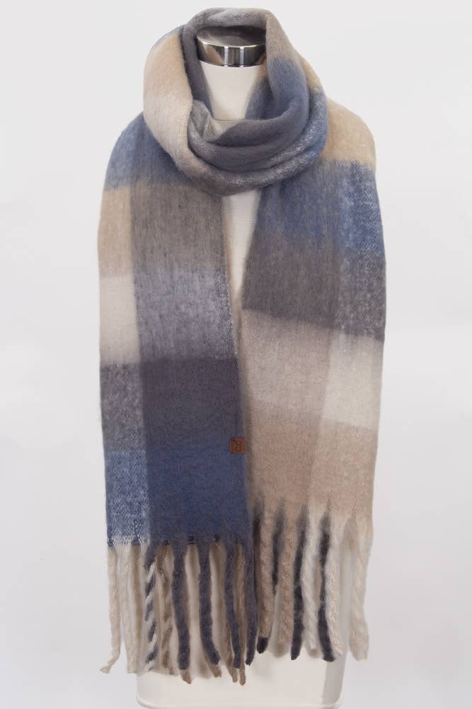 C.C Multi Color Block Plaid Check Pattern Woven Winter Scarf