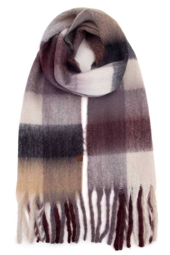 C.C Multi Color Block Plaid Check Pattern Woven Winter Scarf
