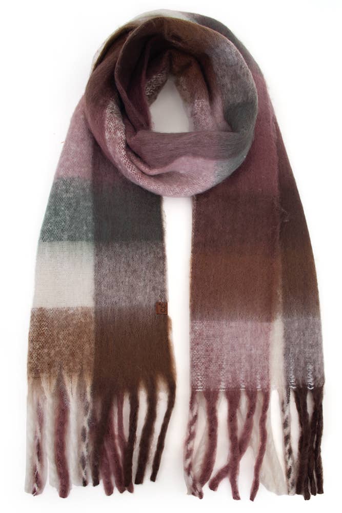 C.C Multi Color Block Plaid Check Pattern Woven Winter Scarf